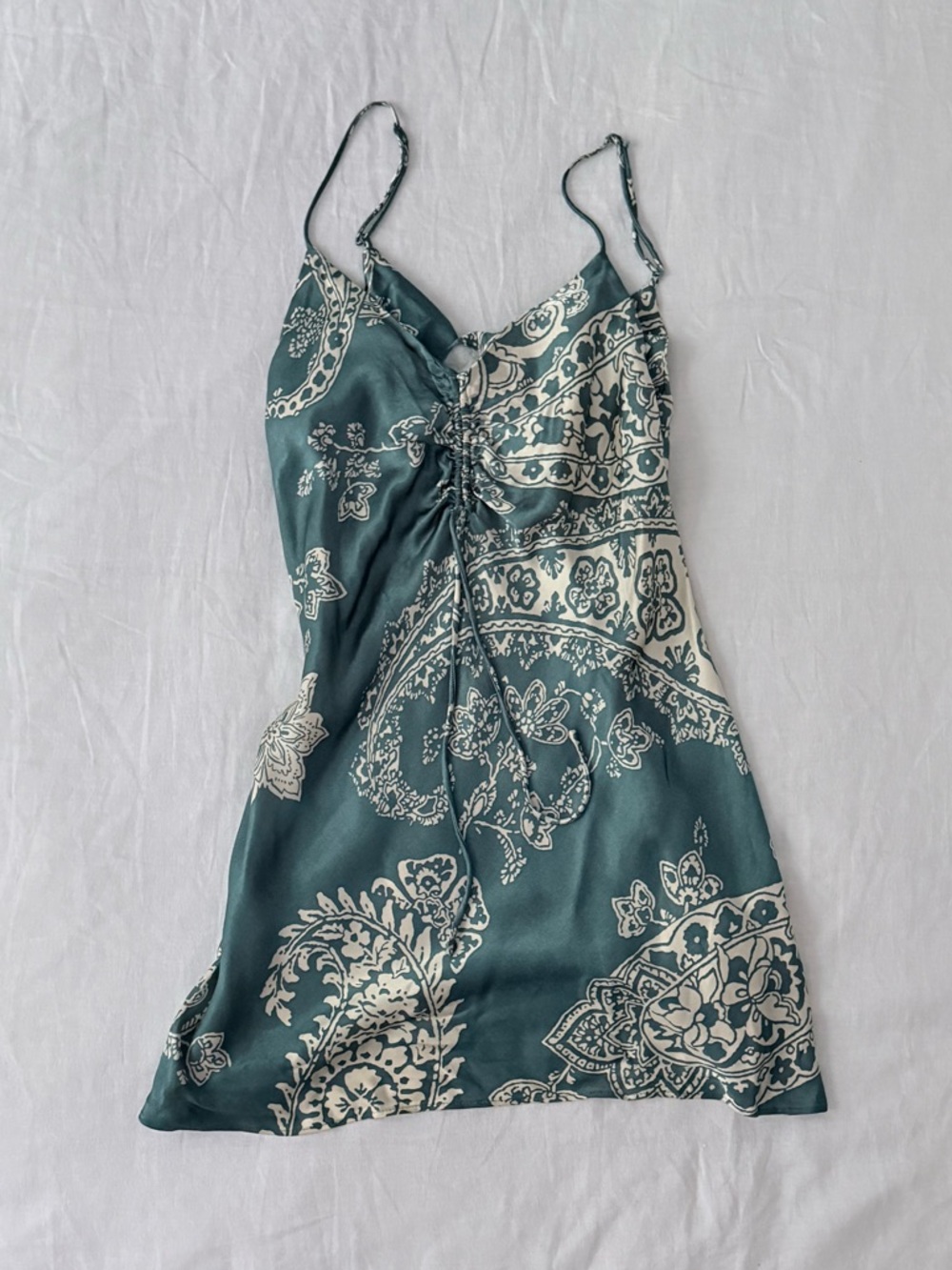 Zara Teal and Cream Paisley Slip Top